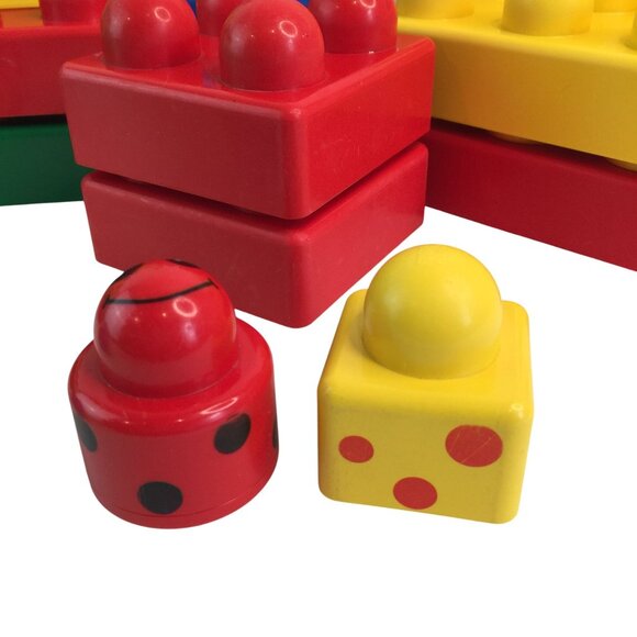 Vtg  Duplo Primo Building Blocks Lot Cars Lady Bug Rattle 80+ Pcs - Picture 3 of 14